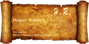 Heger Róbert névjegykártya